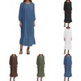 thumbnail image 3 of DuoJiaJ Womens Casual Dress, Crew Neck Ruffled Long Sleeve Dresses Green S-5XL, 3 of 6