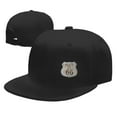 thumbnail image 5 of TEQUAN Flat Brim Hat Snapback Hats, Route 66 Road Sign Pattern Adjustable Men Baseball Cap (Black), 5 of 6