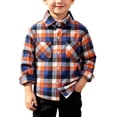 thumbnail image 2 of LJEFF Little Boys Light Grid Plaid Button Shirt, Loose Chest Soft Pocket Gift Kids Casual Top Multicolor Size 2-3 T, 2 of 9