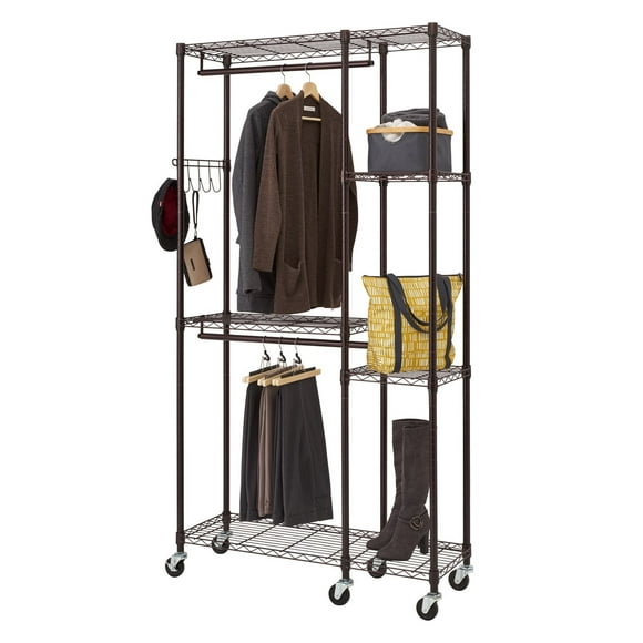 TRINITY Mobile Closet Organizer | 41”W x 14”D x 77”H | Dark Bronze