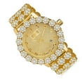 thumbnail image 3 of Mens Khronos Luxury Custom Watch Real Diamonds Dial Yellow Gold Tone Flower Bezel Band Iced Out W/Date, 3 of 6