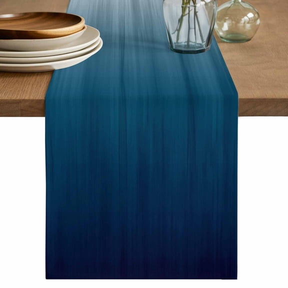 Table Runner 72 Inches Long for Kitchen Dining, Navy Blue Ombre Dresser Scarf Farmhouse, Dining Table Decorations for Wedding/Parties, Contemporary Gradient Abstract Art 14 x 72 In