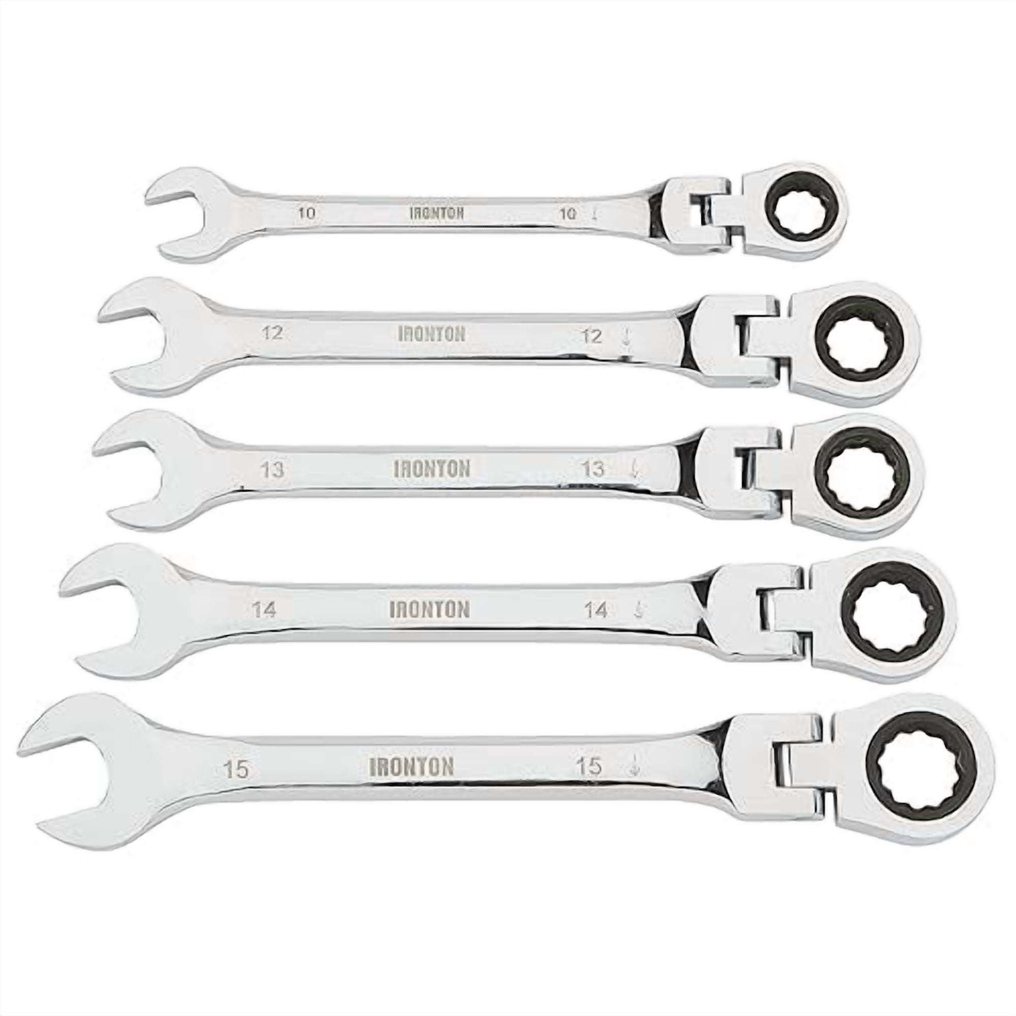 Ironton 5-Pc. Flex-Head Metric Ratcheting Combination Wrench Set