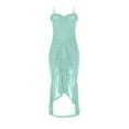 thumbnail image 5 of Efsteb Women's Dresses for Wedding Guest Cocktail Maxi Dress Sleeveless Ruched Ruffle Hem Dresses High Low Split Spaghetti Strap Sundress (Mint Green,M), 5 of 5