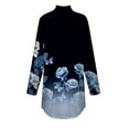 thumbnail image 4 of UoCefik Women's Plus Size Tops Long Sleeve Tee Turtleneck Shirts Winter Mock Neck Tunic Tops Floral Print Loose Fit Blouses Sweatshirts Cute Fall Clothes Dark Blue XXL, 4 of 5