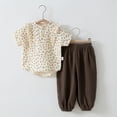 thumbnail image 5 of Infant Girls 2-Piece Summer Outfit Set Cute Printed Ruffled Short Sleeved Top and Soft Pants Kids Clothes Size 9-12 Months, 5 of 5