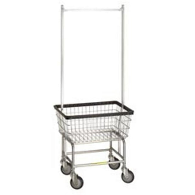 Standard Wire Frame Metal Laundry Cart with Double Pole Rack - Chrome