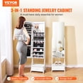 thumbnail image 2 of VEVOR Mirror Jewelry Cabinet Standing Mirror with Storage Full Length White, 2 of 9