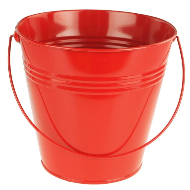 Metal Pail Bucket Party Favor, 7Inch, Red