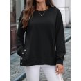 thumbnail image 5 of Female Oversized Sweatshirts Long Sleeve Hoodies Shirts Fall Side Slit Pullover Top Teen Outfits Black S, 5 of 9