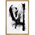thumbnail image 3 of PixonSign Framed Canvas Print Wall Art Curved Black Grunge Brushstrokes Decorative Shapes Illustrations Modern Art Alternative Edgy Dark for Living Room, Bedroom, Office - 24"x36" Natural, 3 of 5