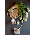 thumbnail image 6 of Cascading Bridal Bouquet for Wedding, 20 Inch Faux Tulips Artificial Flowers with Pearls, Elegant White, 6 of 8