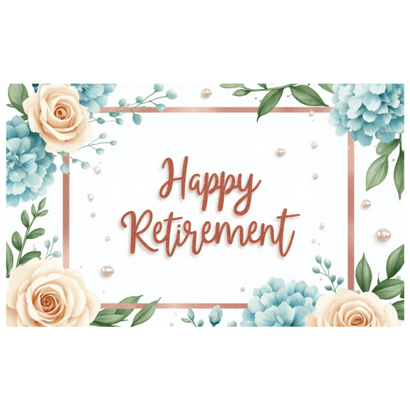 Floral Design Happy Retirement Party Banner Elegant Flower Decoration Backdrop Celebration for Retirement Event Indoor Outdoor