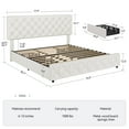 thumbnail image 4 of TROPOW Full Size Bed Frame,with 4 Storage Drawers and Adjustable Headboard, Linen Upholstered Platform Bed Frame, Diamond Stitched Button Tufted, No Box Spring Needed,White, 4 of 10