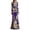 Purple-3, variant on Women's Halloween Gothic Velvet Maxi Dress, Long Sleeve Round Neck Bodycon Dress with Skeleton Floral Print, Elegant Fall Evening Party Gown
