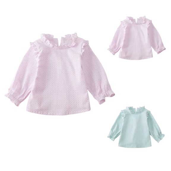 Aihuaihua Toddler Baby Girls Long Sleeve Shirt Ruffle Collar Breathable Blouse Top for Summer Light Green 9-12 Months