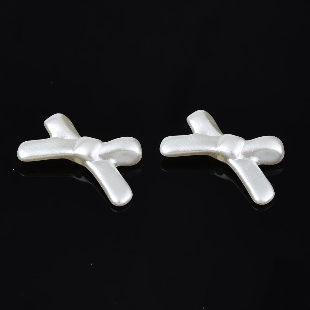 500gs Acrylic Imitation Pearl Beads High Luster Bowknot Creamy White 20.5x32.5x6mm Hole: 1.8mm about 390pcs/500g