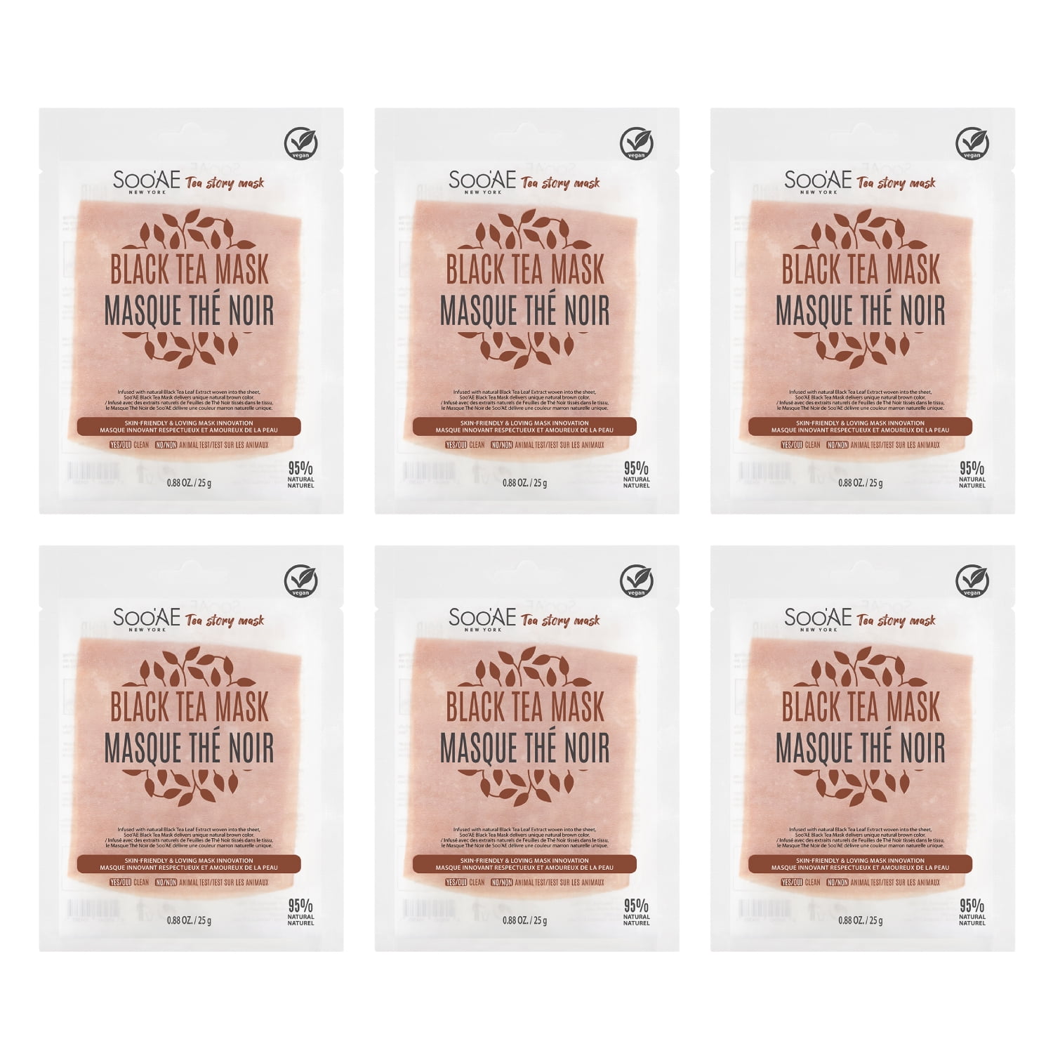 Soo'AE TEA STORY - BLACK TEA MASK - 6 ea Bundle pack Bundle pack