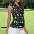 thumbnail image 2 of Yuyamidu Colorful Lights Women's Quarter Zip Golf Shirt Snowflake Sleeveless Athletic Tennis Shirts Christmas Workout Outfits Size S, 2 of 8
