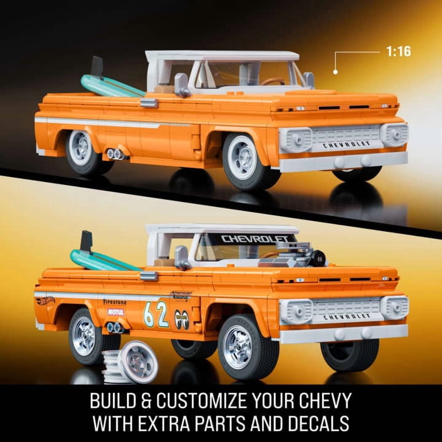 MATTEL BRICK SHOP Hot Wheels Custom 62 Chevy Pickup Building Toy