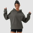 thumbnail image 7 of OQQ Women's Hooded Pullover Sweatshirt - Long Sleeve - Fashionable Fall/Winter Top with Front Pockets Design, 7 of 7
