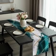 thumbnail image 2 of Marble Turquoise Table Runner 36 Inches Long, Abstract Gold White Brick Stone Motif Kitchen Coffee Dining Table Decoration for Home Party Birthday Wedding Home Decor 13x36 Inches, 2 of 8