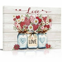 Multicolour Flower Wall Art Valentine's Day Modern Home Artwork Decor For Drawing Room Bathroom Ready To Hang 24x16 Inch