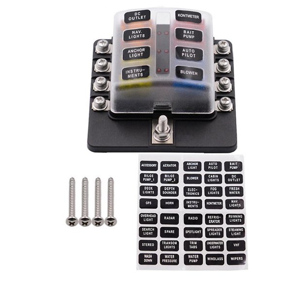 pink Terminal de soporte de bloque de caja de fusibles de cuchilla con luz Led indicadora para coche Rv Marine