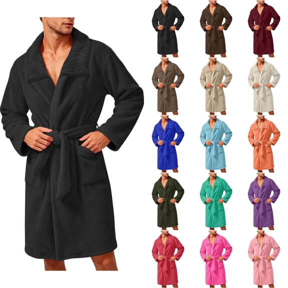 LONKITO Bathrobes for Men Bath Towel Soft Comfortable Fit Robes Nightgown with Pockets
