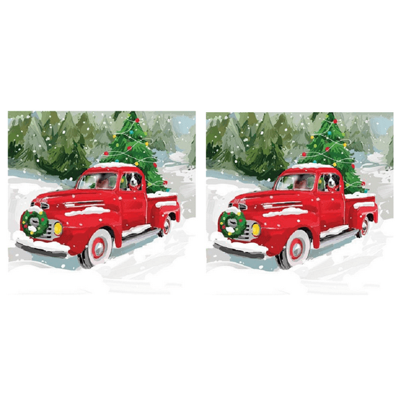 Noah's Holiday Vintage Red Pickup Beverage Napkins, 2 Packages