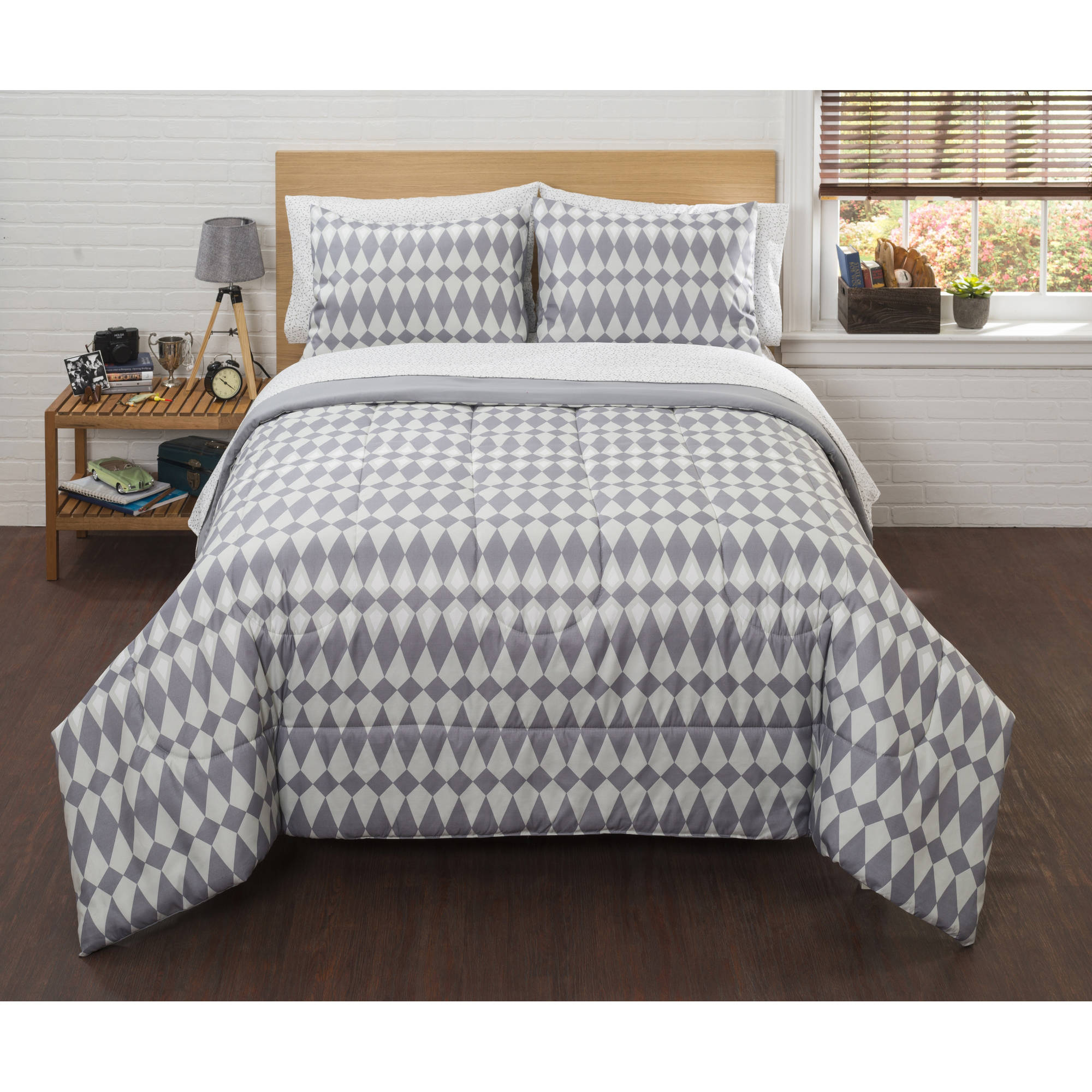 American Original Grey Ethan Ikat Bed in a Bag, Twin XL