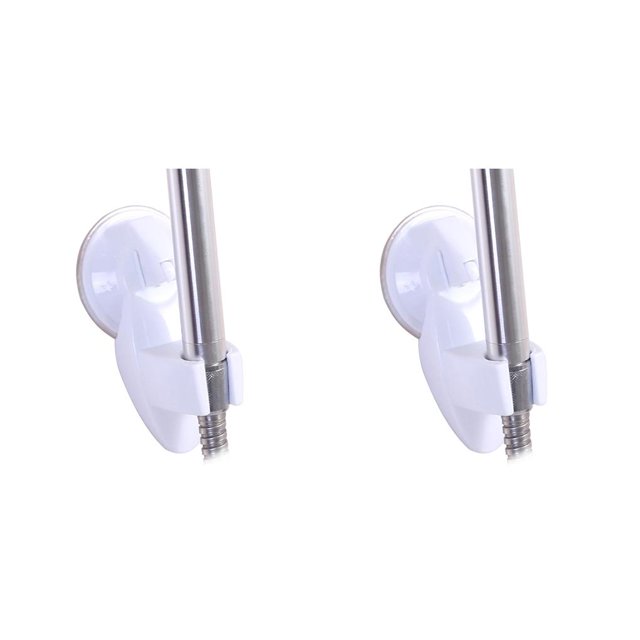 Ounissouiy Baño fuerte acoplable montado en la pared soporte de cabezal de ducha sin perforaciones soporte de boquilla asiento Suctorial Pedestal Blanco 2Conjunto