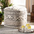 thumbnail image 4 of Bowery Hill Beige and Brown Handwoven Hemp Pouf Ottoman, 4 of 6