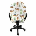thumbnail image 3 of Oriental Office Chair Slipcover, Watercolor Style Interpretation of Camels with Ornamental Saddle and Cacti, Protective Stretch Decorative Fabric Cover, Standard Size, Multicolor, by Ambesonne, 3 of 5