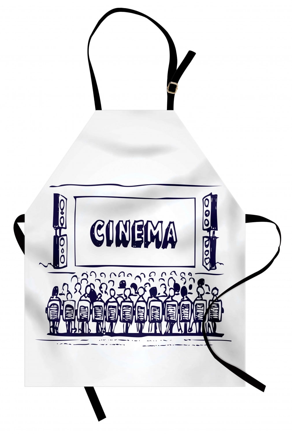 Movie Theater Apron Hand Drawn Illustration Audience Sitting in Theater