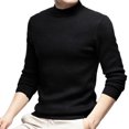 thumbnail image 4 of TFEOQRY Men's Crew Neck Sweater Solid Color Knit Long Sleeve Thicken Casual Pullover Fall Winter Warm Top Black, 4 of 8