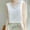 White, variant on HOMBOM Tank Tops for Women Trendy Beige Cutout Sleeveless Lace Patchwork Ice Silk V-Neck Solid Color Blouse