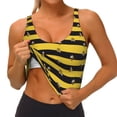 thumbnail image 3 of Fotbe Striped With Bees Sujetador Deportivo Largo sin Aros para Mujer con Almohadillas y Soporte Medio, Transpirable y Absorbente, Camiseta Tipo Chaleco o Tank Top-Medium, 3 of 8