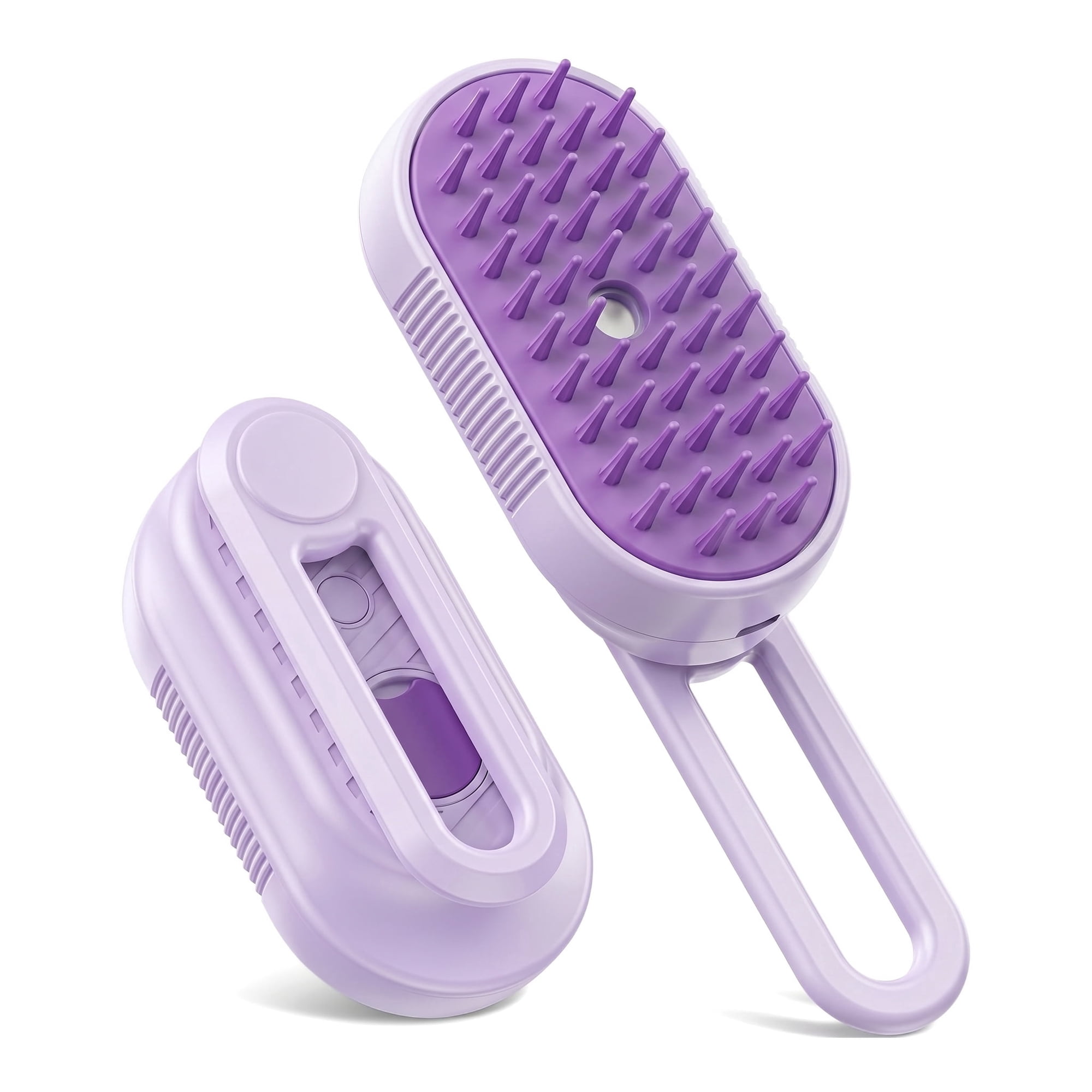 Cat Steam Brush for Shedding, 4 in 1 Brushs with Foldable Handle, Steam Brushs for Cats, Spritz Defur Comb for Cats, Water Brush for Cat, Pet Spray Hair Removal Comb (purple)