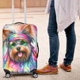 thumbnail image 4 of Hippie Yorkshire Terrier Portrait Watercolor Tie-Dye Vintage Styles Travel Luggage Cover Yorkie Dog Lover Gifts Suitcase Dust Protective Decor - 00014, 4 of 5