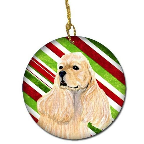 Cocker Spaniel Candy Cane Holiday Christmas Ceramic Ornament