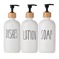 ACDANC Soap Dispenser,Dish Soap Dispenser for Kitchen Sink,Glass Hand Soap Dispenser,Modern Farmhouse Decor Dish Soap Dispenser for Bathroom,Kitchen Sink Decor (White Set)