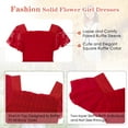 thumbnail image 6 of Aridak Girls Chiffon Dress Flutter Ruffle Short Sleeve Kids Square Neck Frocks Red 6-13Y, 6 of 7