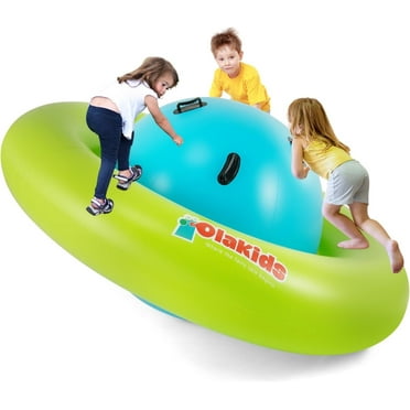 OLAKIDS 8FT Inflatable Dome Rocker Bouncer, Outdoor Kids Giant Roll and Play Seesaw Rocker with 6 Secure Handles, Max Weight 250 LBS, Toddlers Climbing Toy Backyard Play Center Equipment