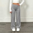 thumbnail image 3 of ITSAME Girls High Waisted Sweatpants Wide Leg Relaxed Fit Solid Color Fall Athletic Casual Joggers Gray Size 7, 3 of 7