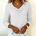 thumbnail image 5 of CUSTG Women Casual Shirts Summer Solid Color Blouses For Dressy Cowl Neck Long Sleeve Eyelet Elegant School Work 2026 Shirts Breathable Tops, 5 of 6