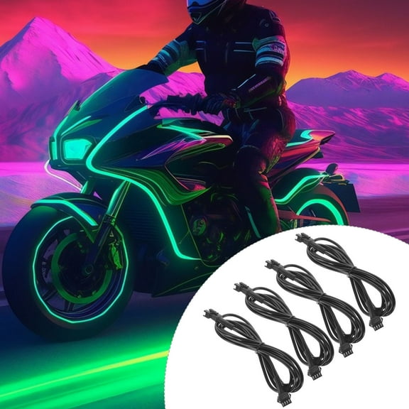 NICERIO Neon Rope Light Extension Wire for Vehicle Lighting Installation Black 4Set