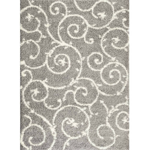 World Rug Gallery Soft Cozy Contemporary Scroll Indoor Shag Area Rug