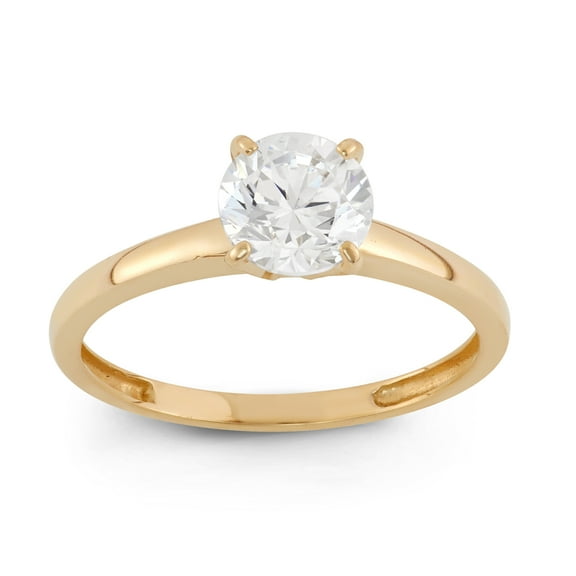 10k gold solitaire cubic zirconia ring