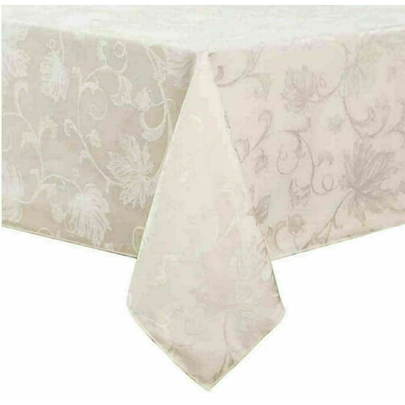 Town & Country Autumn Vine Ivory Cream Damask Tablecloth, 70" Round